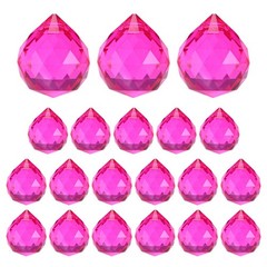 20-Pack Crystal Ball Prisms, 24mm/0.94 Inch Pendant Hanging [Rose Red]