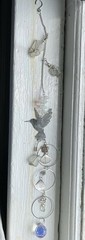 Coastal Crystal Sun Catcher Beach Glass Stainless Steel Bird Charm 15 in Decor
