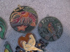Vtg Lot of 6 Sun Catchers Stained Glass Acrylic and Metal Fish, Birds, Travel