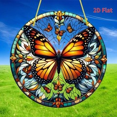 Flat Retro Butterfly Bohemian Acrylic Hanging Decor for Home Garden Suncatcher