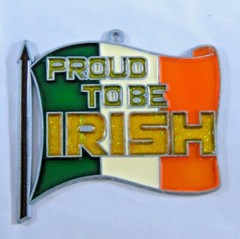 PROUD TO BE IRISH Flag Sun Catcher Ornament St Patrick’s Day Window Decoration