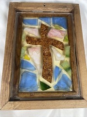 Christian Cross-Stained Glass Window Hanging – Faith Decor Suncatcher 8×6
