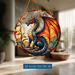 Colorful Dragon Acrylic Suncatcher Fantasy Theme Home Window Hanging Decoration
