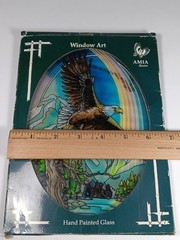 Vintage AMIA Colorful Glass Suncatcher Eagle 🦅 Rainbow 🌈 Window Art Colorado