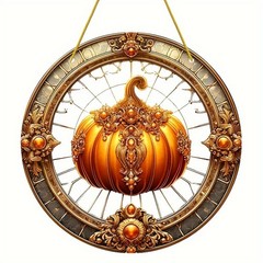 Acrylic Luxury Baroque Pumpkin Window Ornament Indoor Outdoor Home Ornament