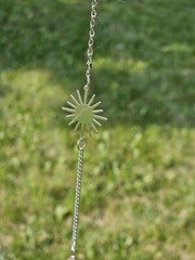 Handmade Clear & Pink Crystal Suncatcher Ornament Silver Sun Beaded In/Outdoor