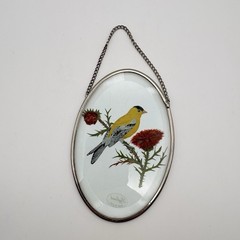 2 Lyford Beveled Glass Metal Bird Window Suncatcher Hanging Bluejay Goldfinch