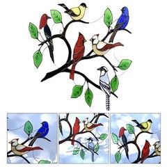 Birds on Branch Acrylic Window Panel Rainbow Home Decors