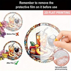 Cozy Breakfast Scene Iced Peach Drink Whipped Cream Coffee Acrylic Suncatcher