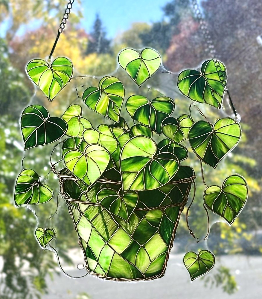 Heart Leaf Ivy Houseplant Plant Lover Acrylic Window Hanging Sun Catcher New