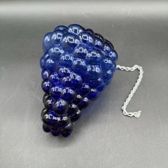 Mid Century Blue Glass Grape Cluster Hanging Sun Catcher Kugel Inspired