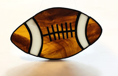Stained Glass FOOTBALL Sun Catcher Window Candy Hand Made Hanging Football 5.25”