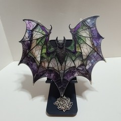 Multi-Color-Colorful Acrylic Exotic Purple Bat 8″X8″ 2D Sun catcher w/Chain