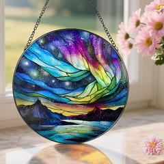 8Inch Aurora Borealis Suncatcher Stained Glass Window Decor Gift for All