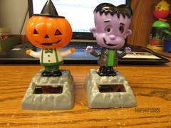 2 Solar Powered Dancing Halloween Home Decor Jack-O-Lantern, Frankenstein