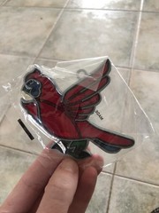 Stained Glass Sun Catcher Vintage Red Cardinal Bird New