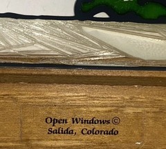 Vintage Friendship Butterfly Faux Stained Glass Wood Framed Suncatcher 8.5×9.5″