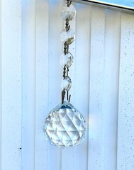 Glass Hanging Prism Ornament W/4 Smaller Prisms, Beautiful Sparkles!