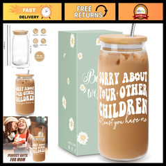 Personalized Mother’s Day Gifts for Mom, Stepmom, Wife – 16oz Can Glass, Unique
