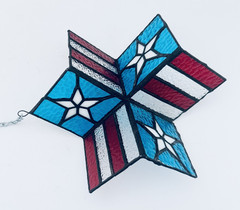 Stained Glass 3D Texas Flag Suncatcher Red Blue White Hanging Rotates Chain
