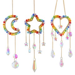 Colorful Crystal Sun Catcher with Chain Hanging Decorations for Window Home