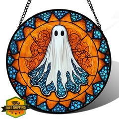 CRISGIF 7.8″ Blue-orange ghost suncatcher