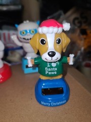 NEW Solar Powered Dancing Merry Christmas Santa Paws Puppy Dog Bobble Head Toy
