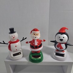 Lot Of 3 Solar Powered Dancing Bobble Head Toy Christmas Santa Snowman Penguin