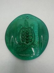 Blenko Style Pressed Glass Suncatcher- Green Turtle
