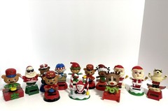 Lot of 13 Dancing Solar Powered BobbleHeads Christmas Santa Elf Bear Reindeer