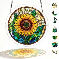 Acrylic Jigsaw Puzzle Suncatcher, 8.6 Inch Sunflower Acrylic Puzzle Suncatche…