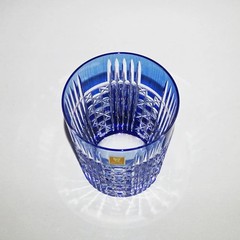 Mirror Edo Kiriko Glass Gift Rock Glass Engraved with Five Grooves From Japan