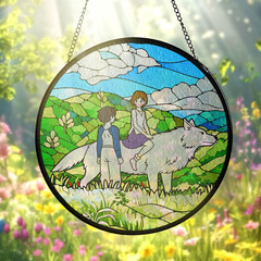 Princess Mononoke Window Hanging Stained Glass Suncatcher, Studio Ghibli Anime