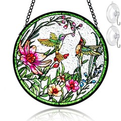 Stained Glass Hummingbird Suncatcher 6 Inch Panel for Home Decor & Gifts