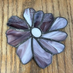Set Of 3 Vintage Stained Glass Leaded Sun Catchers Mixed Natural Patina 1970’s