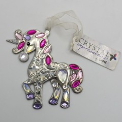 Silver Tone Unicorn Crystal Expressions Ganz Window Sun Light Catch Girls 3×3 In