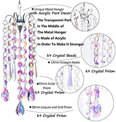 Chandelier Wind Chimes AB Coating Crystal Prisms Hanging Suncatcher Pendant H…