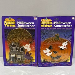 Vintage New Halloween Suncatcher Ghost & House Window Decor Ornament Plastic