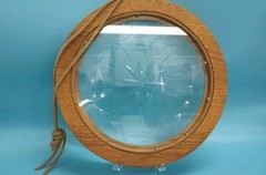 Sun Catcher Deep Press Heavy Glass 9.5″ In Oak Frame Starburst Iridescent #E2150