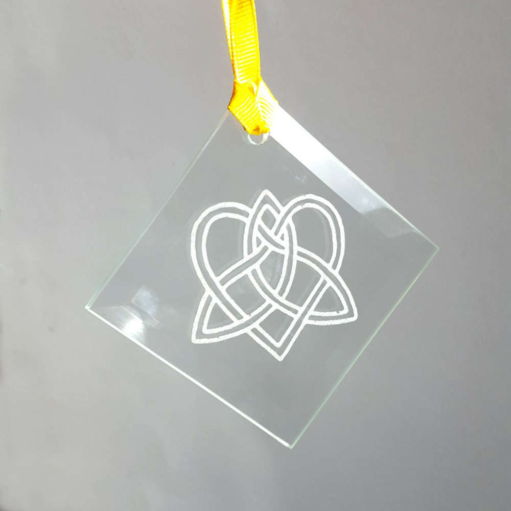 Celtic Love Knot Engraved Glass Suncatcher Ornament, Free Personalization