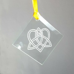 Celtic Love Knot Engraved Glass Suncatcher Ornament, Free Personalization