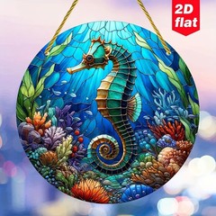 Acrylic Seahorse Sun Catcher 2D Flat Underwater Reef Window Hanging Decoration