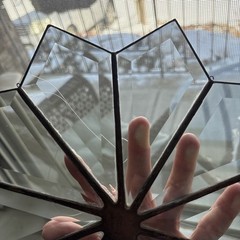 Vintage 12” Clear Stained Beveled Glass Star Snowflake Sun-catcher Hanging