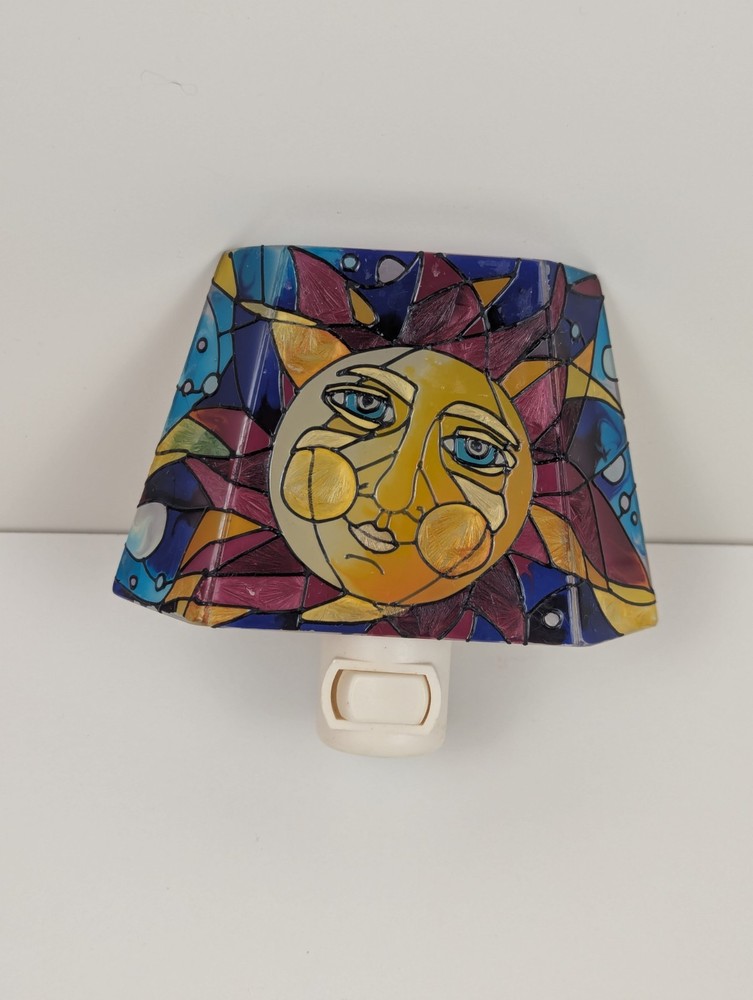 Joan Baker Stained Glass Night Light 90s/00s Y2K Whimsy Goth Celestial Sun