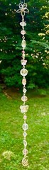 FAIRY/MOON/FLOWER CRYSTAL SUNCATCHER-PINKS-BUTTERFLIES 10.5″-HANDCRAFTED # 950
