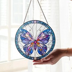Butterfly Faux Stained Glass Suncatcher Glass Window Hanging Art Home Decor Gift