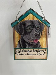 Labrador Retriever Black Doghouse Suncatcher Makes House Home Hanging Pet Decor