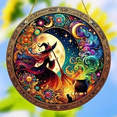 Magic Witch Cauldron Starry Sky Printed Acrylic Gift For Witchcraft Lovers