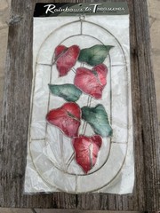 Vintage Capiz Shell Red Anthurium Flower Suncatcher Hawaii NEW Original Package