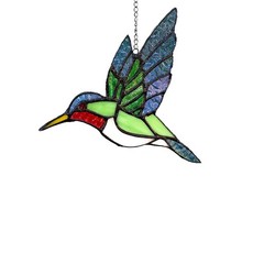 Colorful Hummingbird Stained Glass Suncatcher for Window Decor, Gift Idea